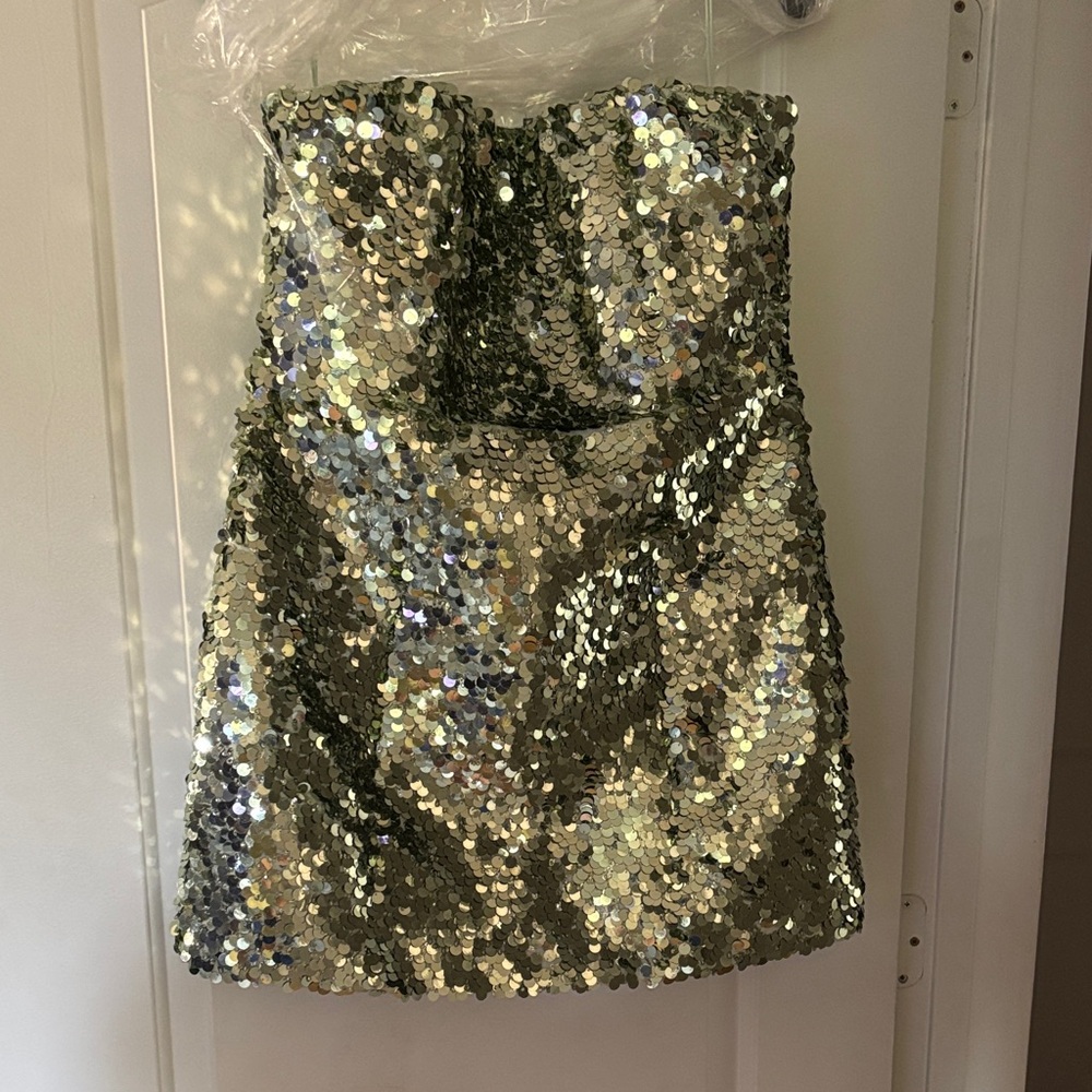 Alice + Olivia Gold Sequin Mini Dress